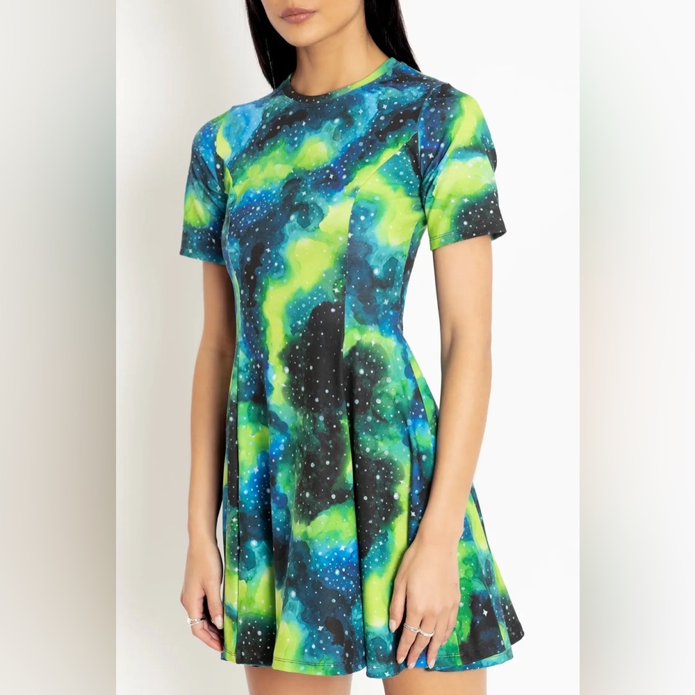 Galaxy Watercolor Evil Tee Dress